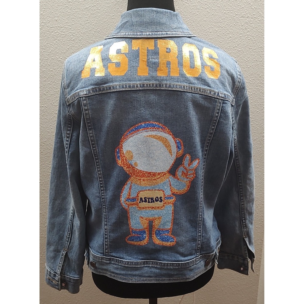 Houston Astros Petite Large Denim Jacket Baseball Jean Jacket MLB Original B14